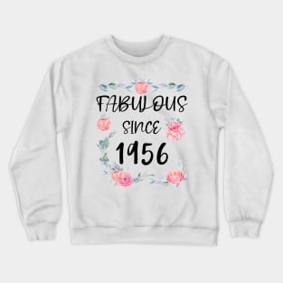 Women 65 Years Old Fabulous Since 1956 Flowers Crewneck Sweatshirt